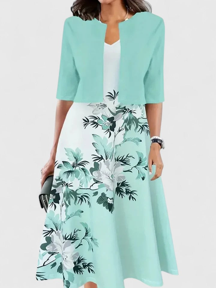 Elara Whitbourne | Floral Midi Dress with A-Line Skirt