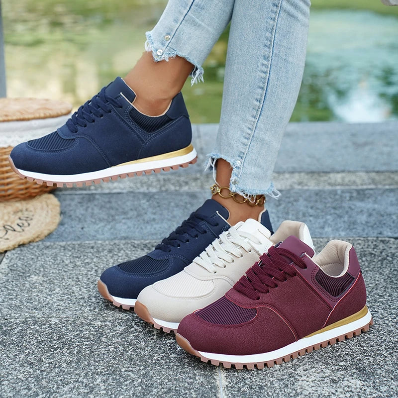 Stellan Hartcourt | Lace-Up Mesh Sneakers in Navy, Beige & Burgundy