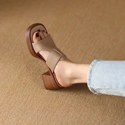 Raffaella Boncourt | Black Leather Block Heel Sandals