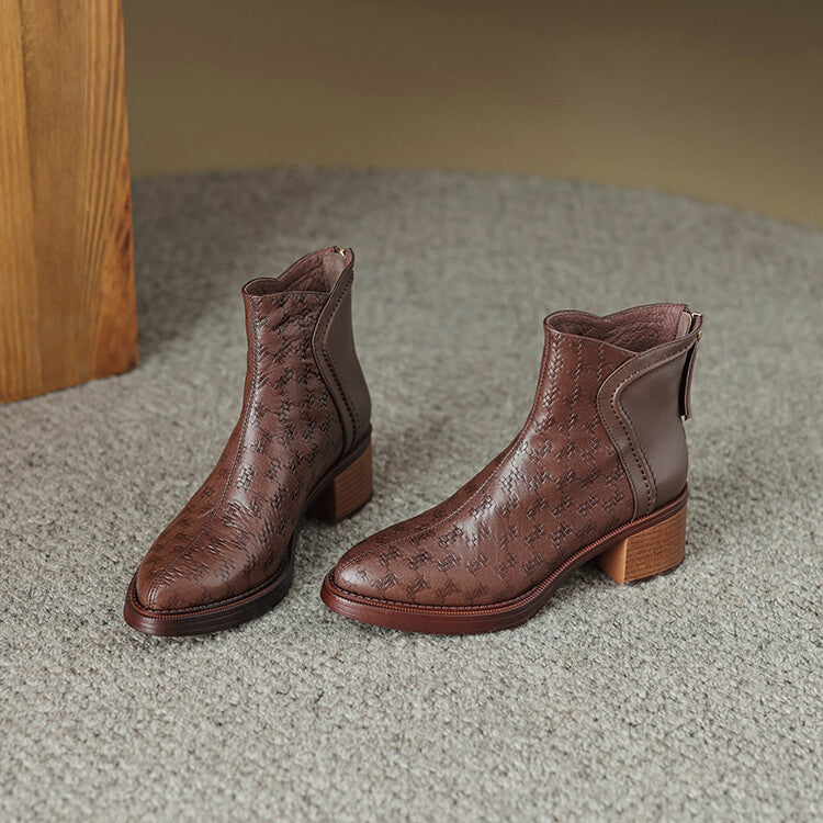 Isabelle Renford | Houndstooth Ankle Boots with Block Heel