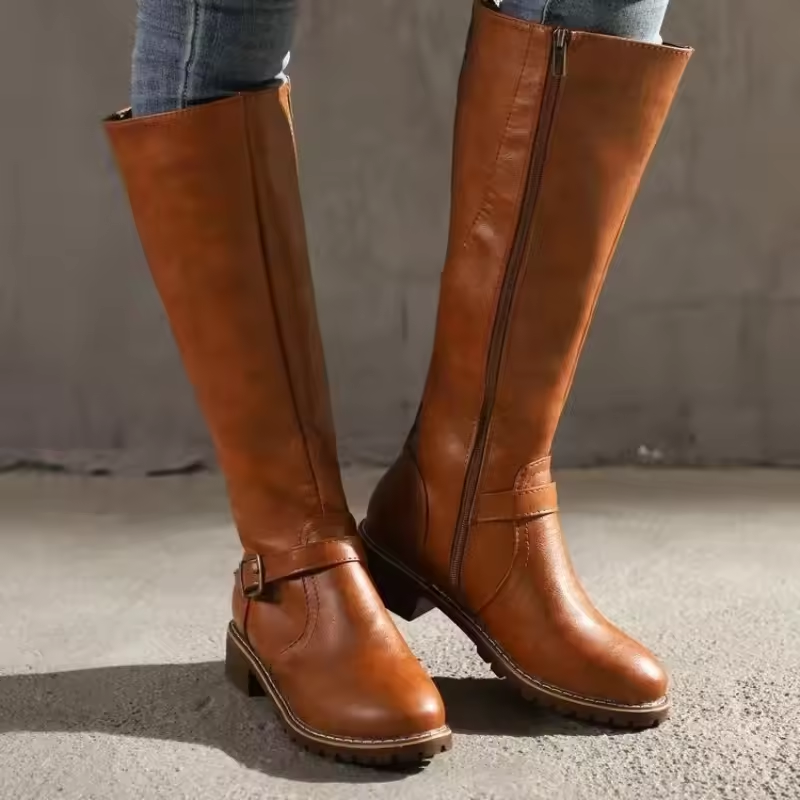 Vivienne Blackwell | Women's Black Knee-High Buckle Boots