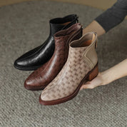 Isabelle Renford | Houndstooth Ankle Boots with Block Heel