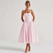 Estelle Vanbrough | Yellow Gingham Midi A-Line Sundress