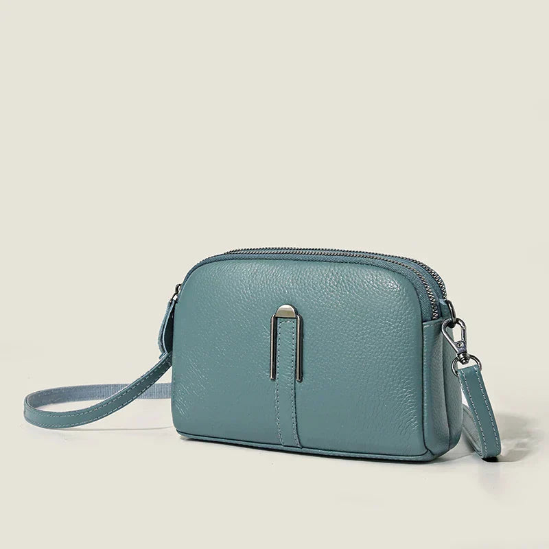 Margaux Delacroix | Elegant Blue Leather Crossbody Shoulder Bag