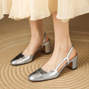 Ottavia Renbourne | Tan Leather Block Heel Slingback