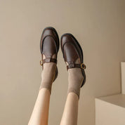 Clémence Hargrove | Black T-Strap Mary Jane Shoes with Low Block Heel