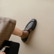 Clémence Hargrove | Black T-Strap Mary Jane Shoes with Low Block Heel