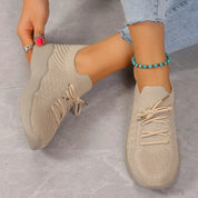 Lisette Bromwell | Black Knit Lace-Up Ortho Sneakers