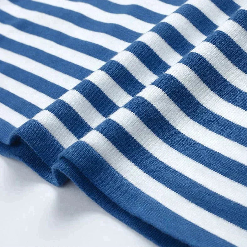 Marlowe Sinclair | Navy & White Striped Long-Sleeve Knit Top