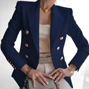 Celeste Fontmoreau | Black Double-Breasted Blazer with Gold Buttons