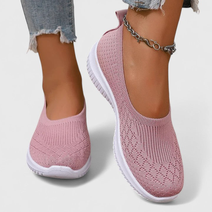 Marguerite Trevelyan | Purple Knit Slip-On Flat Sneakers