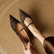 Odette Fairmont | Grey Leopard Pointed-Toe Leather Flats