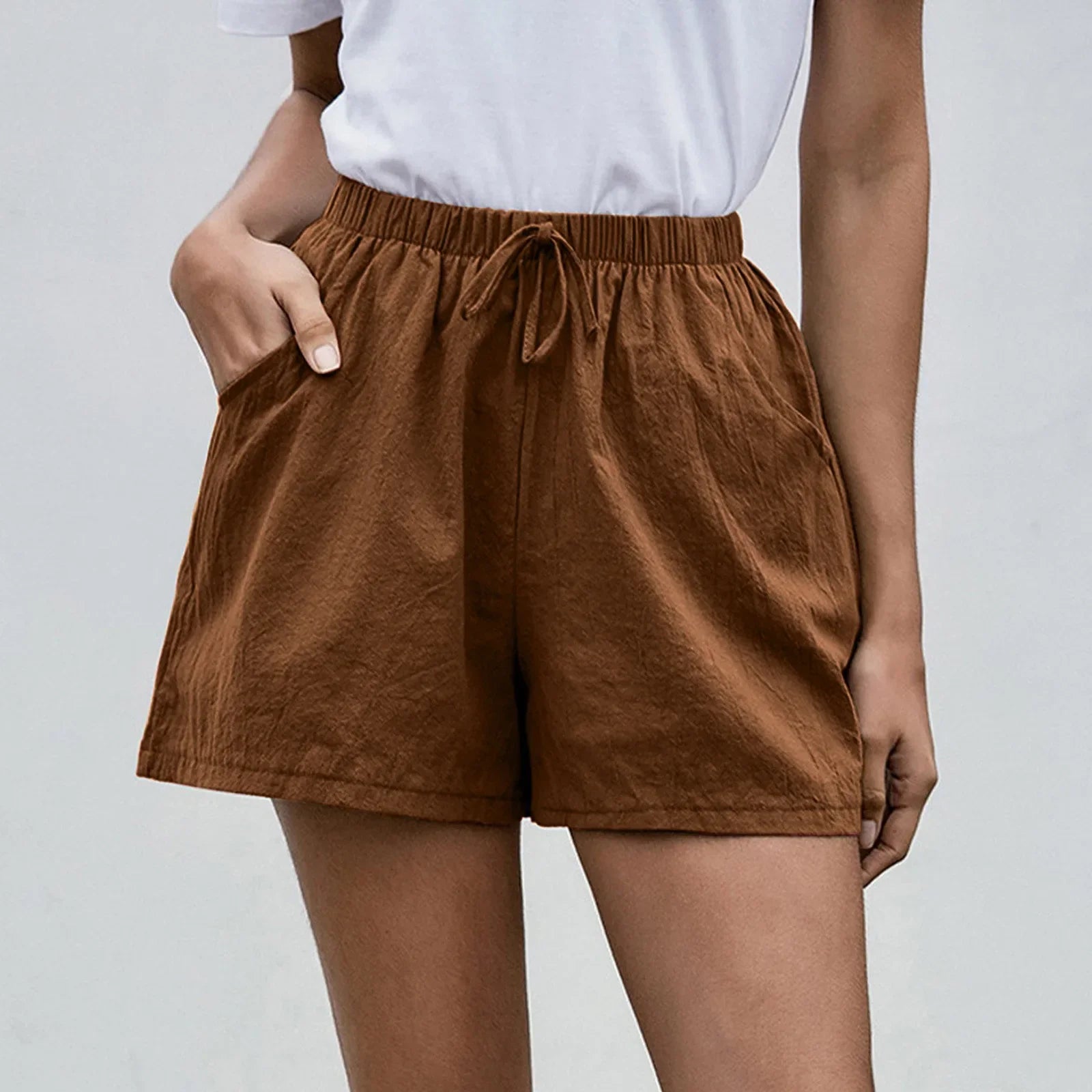 Pauline Vercourt | Bohemian Linen Shorts with Drawstring Waist