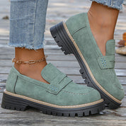 Claudine Merriweather | Tan Suede Platform Loafers