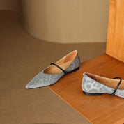 Odette Fairmont | Grey Leopard Pointed-Toe Leather Flats