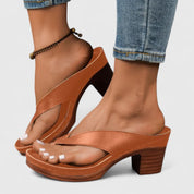 Mirella Fontvaine | Black Block Heel Thong Platform Sandals
