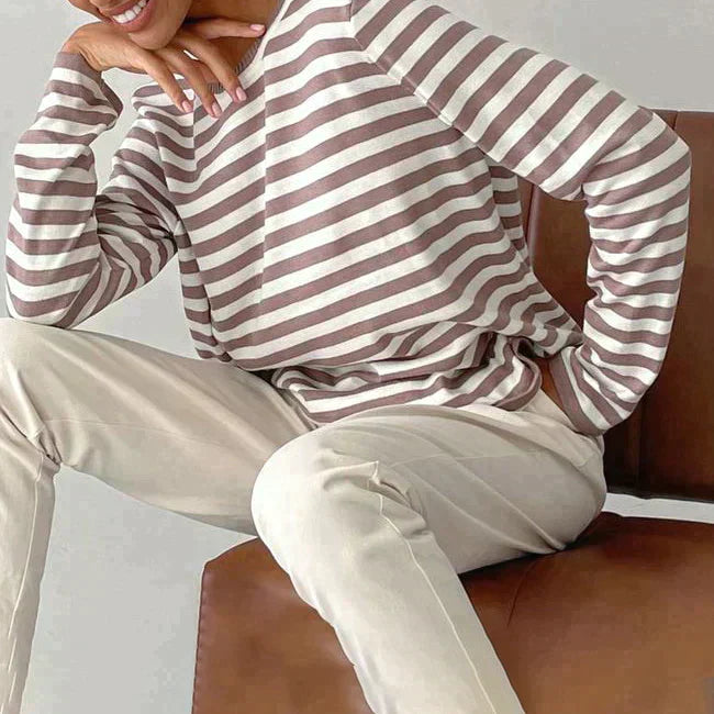 Marlowe Sinclair | Navy & White Striped Long-Sleeve Knit Top