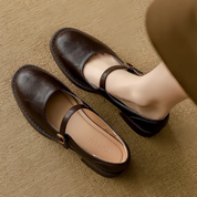 Vivienne Caldwell | Black Leather Mary Jane Shoes Low Block Heel