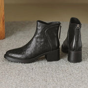 Isabelle Renford | Houndstooth Ankle Boots with Block Heel