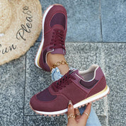 Stellan Hartcourt | Lace-Up Mesh Sneakers in Navy, Beige & Burgundy