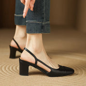 Ottavia Renbourne | Tan Leather Block Heel Slingback