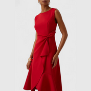Sylvaine Beaumont | Red Sleeveless Asymmetric Draped Midi Dress