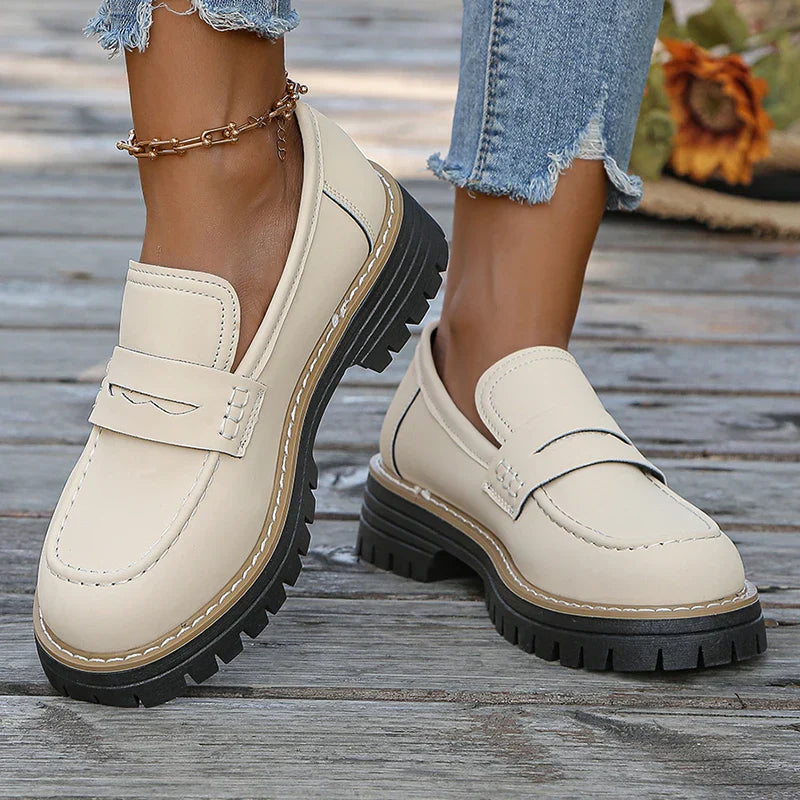 Claudine Merriweather | Tan Suede Platform Loafers