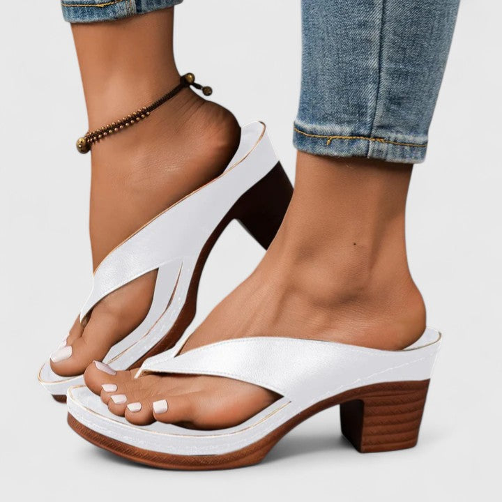 Elara Fontcourt | Black Orthopedic Wedge Flip Sandals