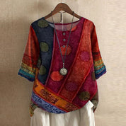 Colette Ashbourne | Retro Floral Print Blouse with 3/4 Sleeve