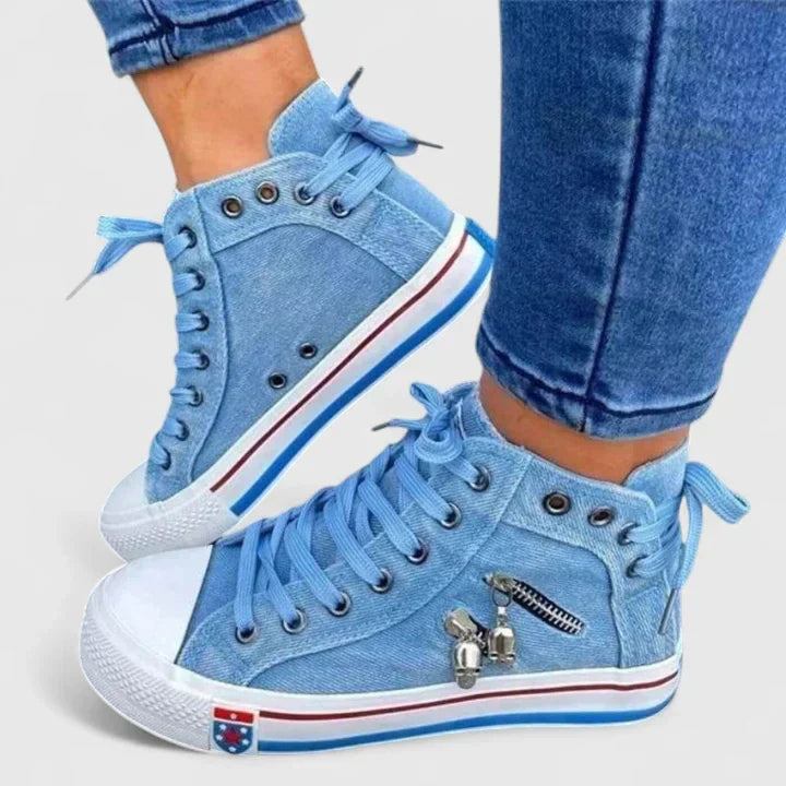 Marguerite Sinclair | Blue Denim High-Top Orthopedic Sneakers