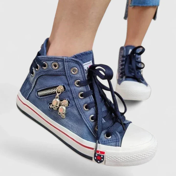 Marguerite Sinclair | Blue Denim High-Top Orthopedic Sneakers