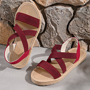 Marcella Dunvere | Crossover Strap Flat Sandals in Beige