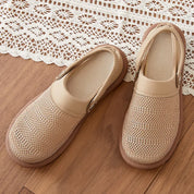 Dorinda Cavendish | Beige Mesh Slip-On Clogs with Heel Strap