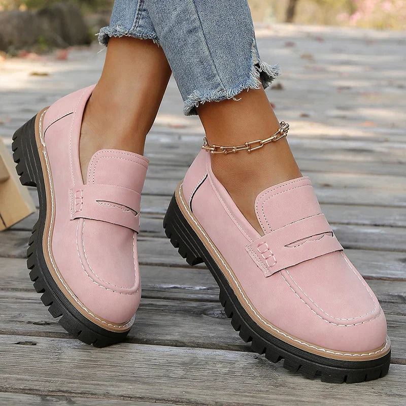 Claudine Merriweather | Tan Suede Platform Loafers