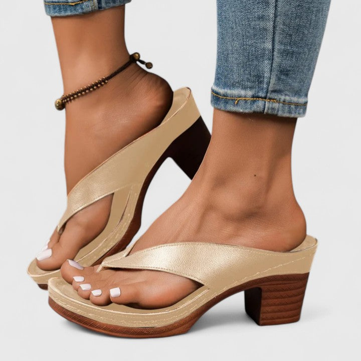 Elara Fontcourt | Black Orthopedic Wedge Flip Sandals
