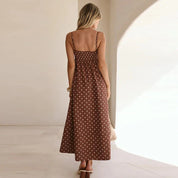 Mirabelle Chanteclair | Brown Polka Dot Maxi Slip Dress