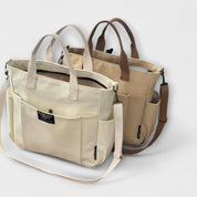 Margot Sinclair | Beige Canvas Tote Shoulder Bag with Multi-Pockets