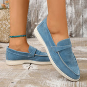 Marguerite Holloway | Grey Suede Slip-On Loafers for Women