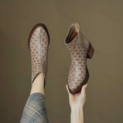 Isabelle Renford | Houndstooth Ankle Boots with Block Heel