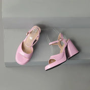 Celestine Brouvard | Yellow Patent Block Heel Sandals