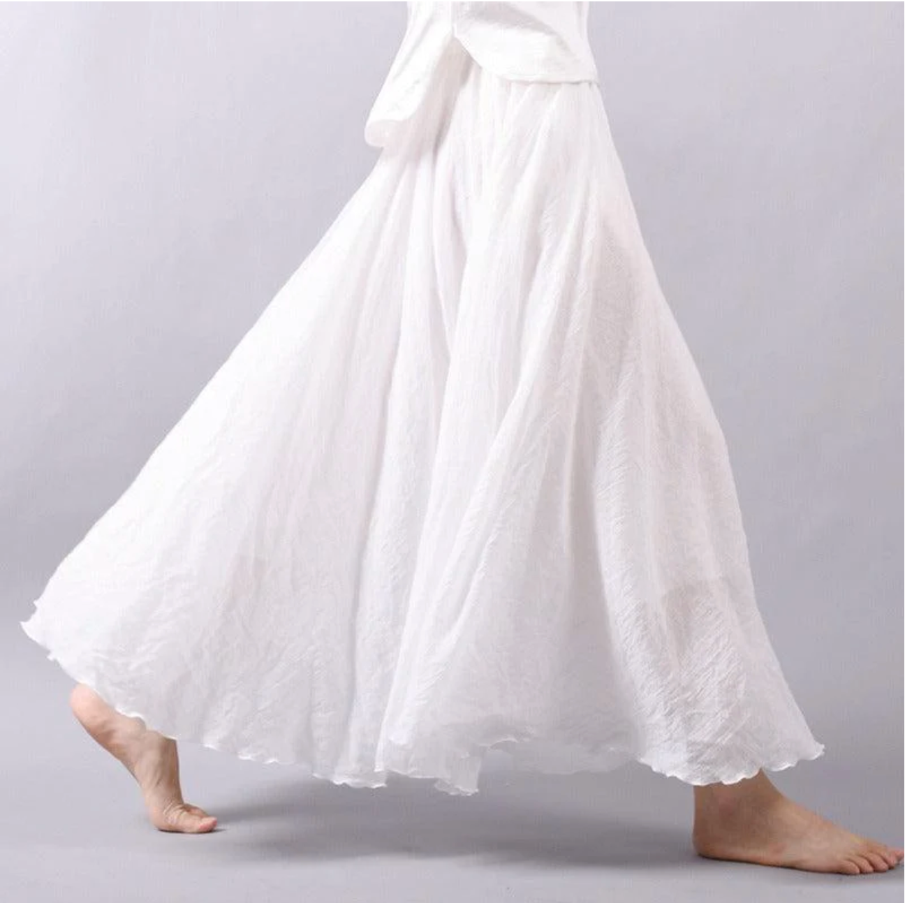 Christelle Duvalois | Blue Flowy Linen Maxi Skirt