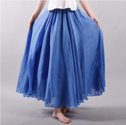 Christelle Duvalois | Blue Flowy Linen Maxi Skirt