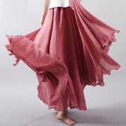 Christelle Duvalois | Blue Flowy Linen Maxi Skirt