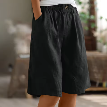 Rosette Ashmere | Olive Green Linen Comfort Shorts