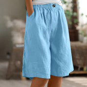 Rosette Ashmere | Olive Green Linen Comfort Shorts