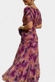 Seraphina Dunvale | Brown Off-Shoulder Ruched Maxi Dress