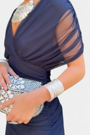 Seraphina Dunvale | Brown Off-Shoulder Ruched Maxi Dress