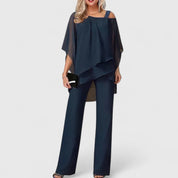 Loretta Pemberton | Burgundy Chiffon Two-Piece Pant Set