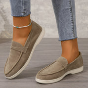 Marguerite Holloway | Grey Suede Slip-On Loafers for Women