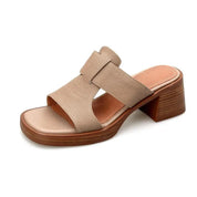Raffaella Boncourt | Black Leather Block Heel Sandals